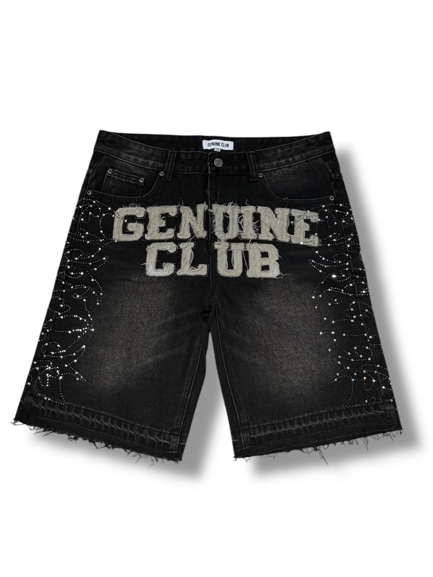Distressed Washed Genuine Jorts - Black