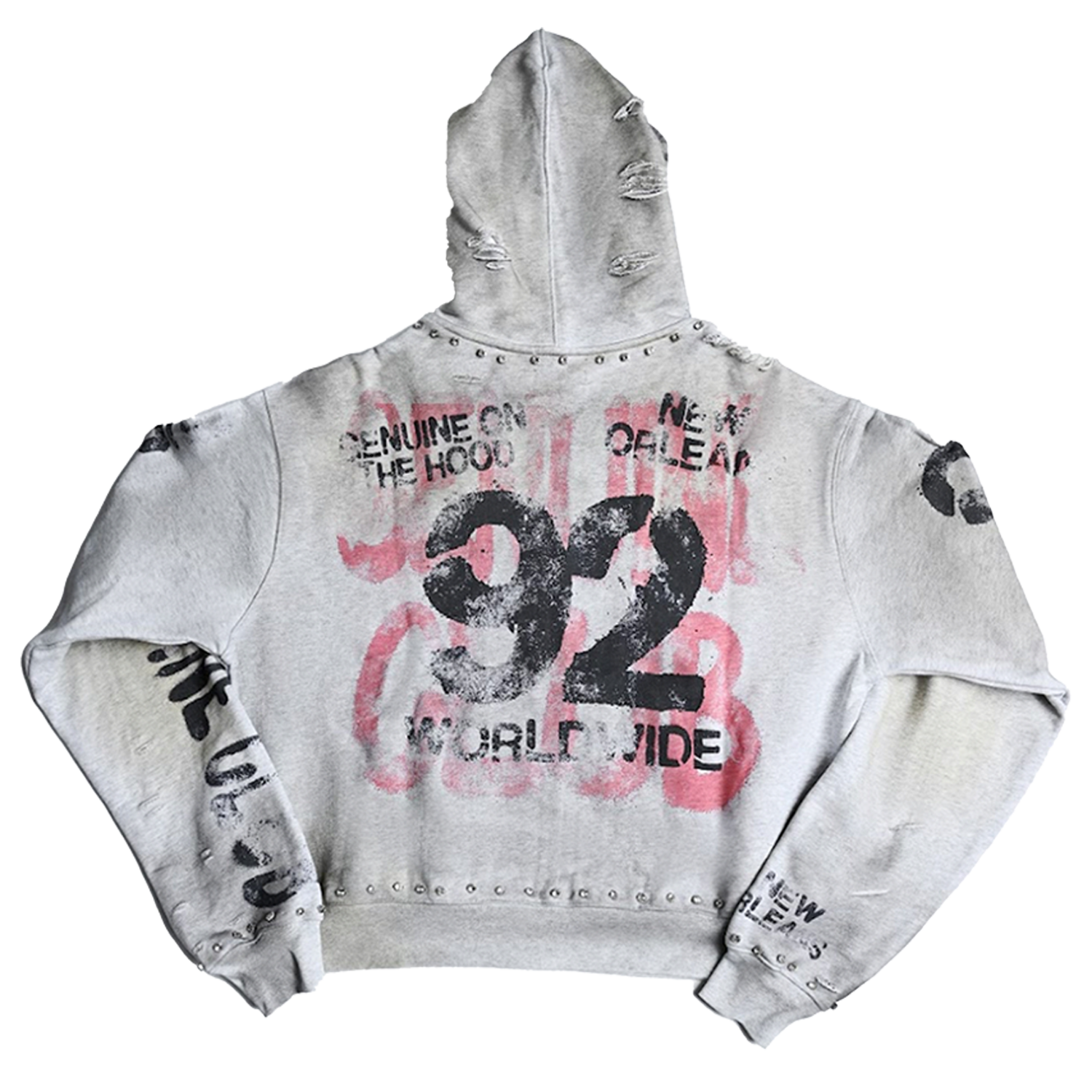 Genuine 92 Studded Zip Hoodie - Grey